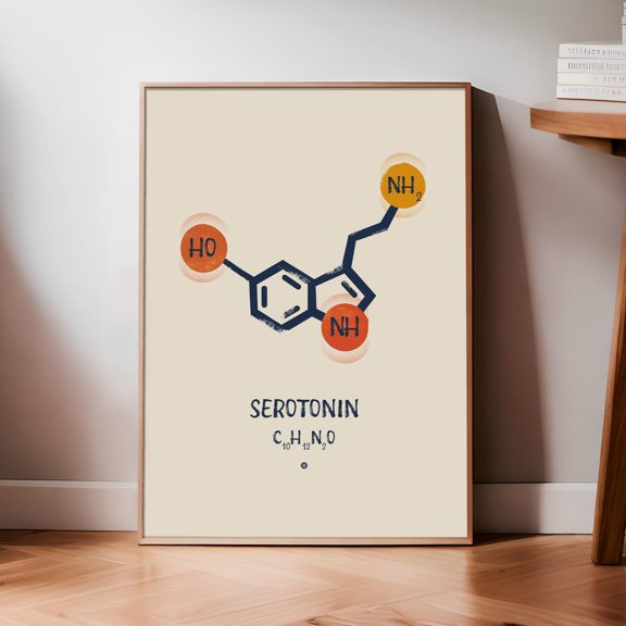 Serotonin Molecule Print Happy Chemical Wall Art Art