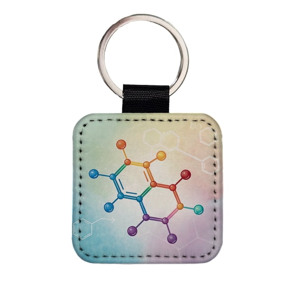 Serotonin Molecule Science Scientific Faux Leather Square Keychain
