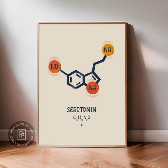 Serotonin Molecule Wall Art Happy Chemical Wall Art