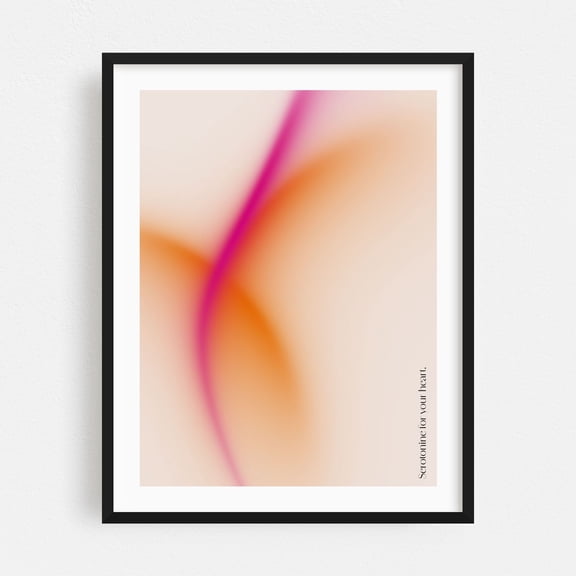 Serotonine for your heart - Digital Art Abstract Modern Art Minimalist Quote Psychedelic Surrealism Typography Black Framed Wall Art Print 11 x 14 inches