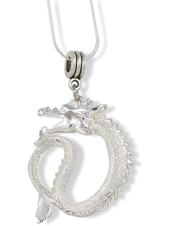 Serpent Dragon Charm Snake Chain Necklace 100% Stainless Steel Chain by Dave The Bunny