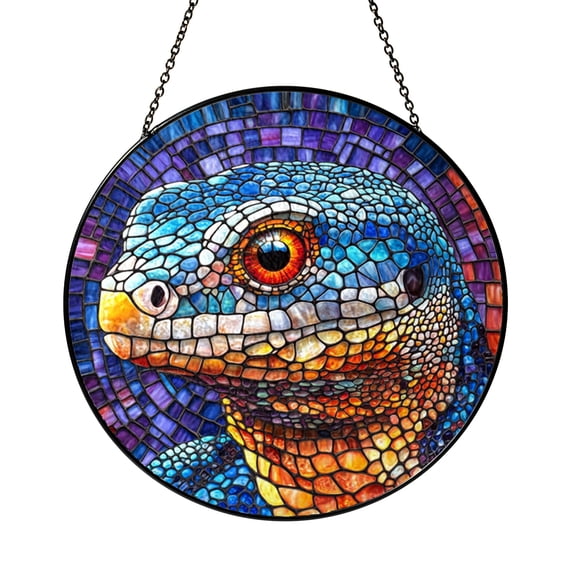 Serpent Eye Stained Glass Style Window Art, Bold Decorative Glass Panel for Fantasy Inspired Home Decor