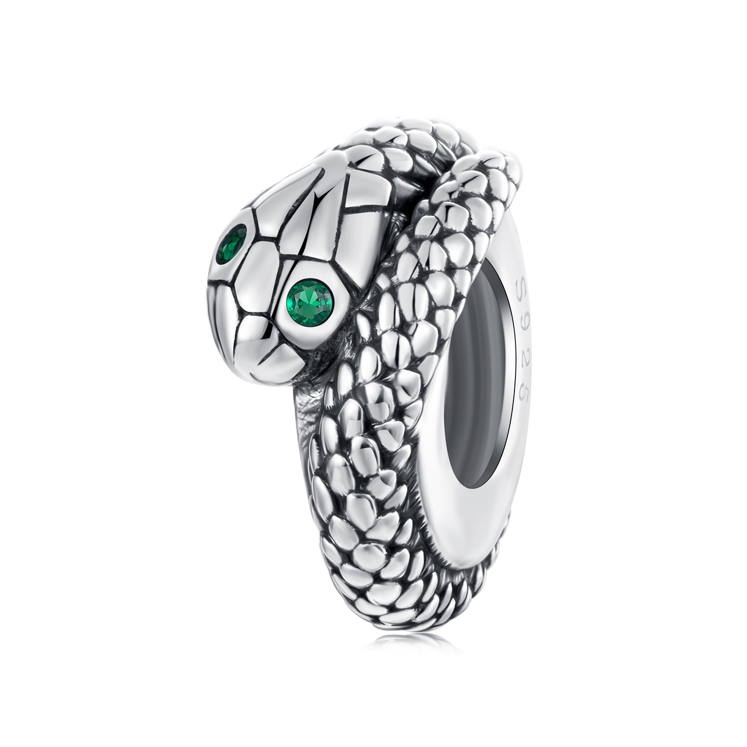 Serpent Silicone Spacer Beads Charm, 925 Sterling Silver Accessory, Compatible with 3mm-4.5mm Bracelet  ,Gift Box Packaging