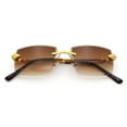 thumbnail image 1 of Serpent Snake Arm Rimless Rectangle Luxury Gangster Sunglasses Gold - Brown, 1 of 7