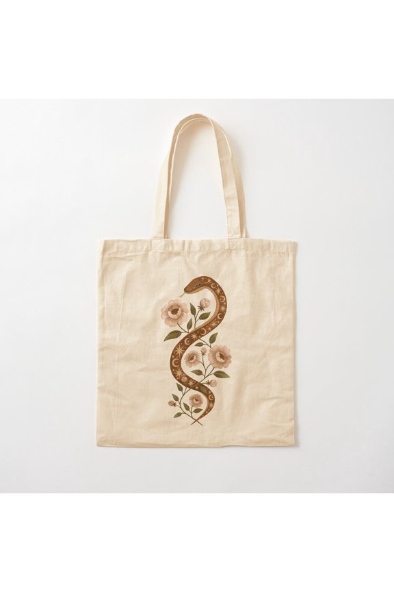 Serpent Spells Canvas Tote Bags, Reusable Shopping Bag