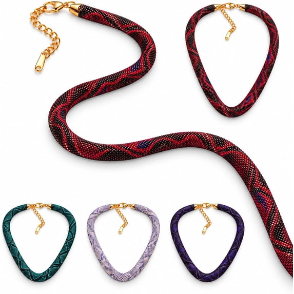 Redder Snake Serpent Statement Necklace, Snake Print Choker Necklace for Women & Men ...