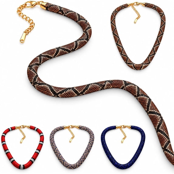 Serpent Statement Necklace, Snake Print Choker Necklace for Women & Men ...