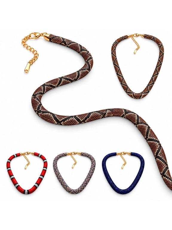 Serpent Statement Necklace Snake Print Choker for Women & Men