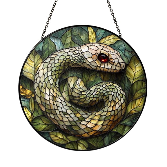 Serpent Window Hanging, Faux Glass Inspired Nature Decor for Statement Home Art