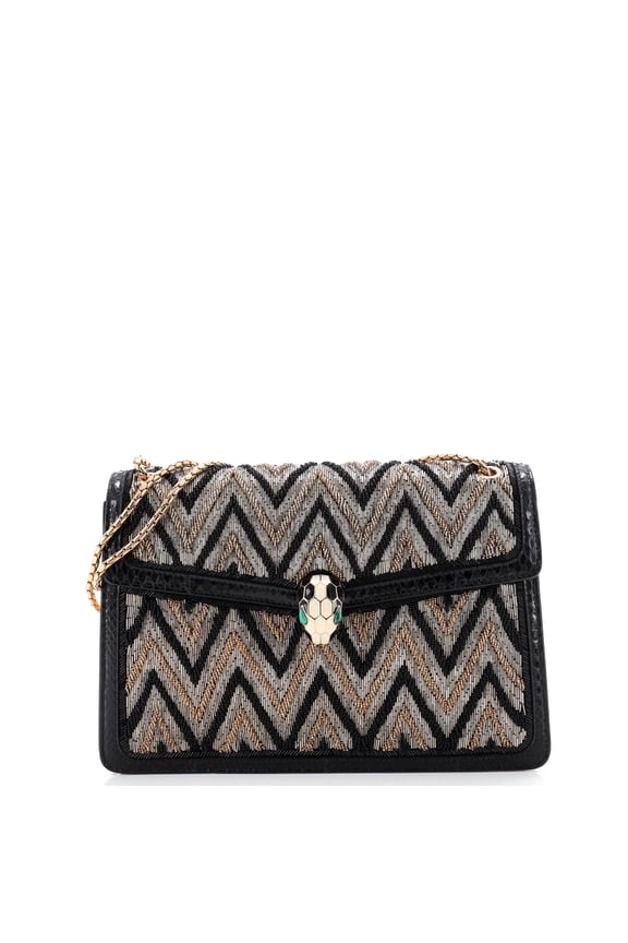 Pre-Owned Serpenti Forever Shoulder Bag Embellished Python Embossed Leather Medium By Rebag