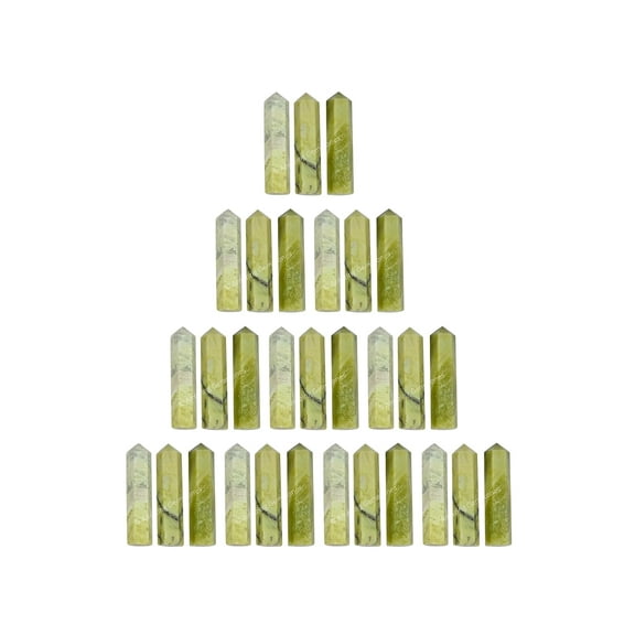 Serpentine Crystal Points Bulk 3 Pcs, Hexagonal Healing Point