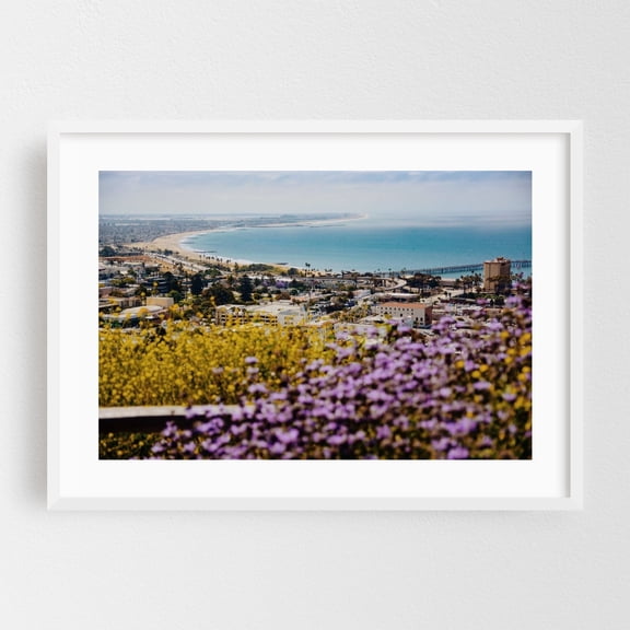 Serra Cross - Ventura California Photography Coastal Cityscape Flowers Beach Ocean Scenic Landscape White Framed Wall Art Print 16 x 24 inches