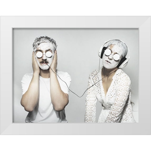 Serra, Damiano 14x12 White Modern Wood Framed Museum Art Print Titled - M U S I C ?