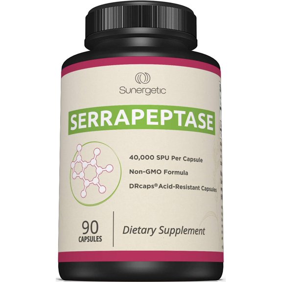 Serrapeptase Enzyme Capsules, 40,000 SU, Enteric Coated Digestive and Systemic Enzyme Supplement, 90 Count