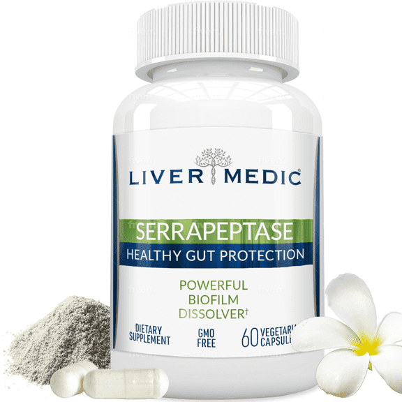 Serrapeptase Pure Digestive Enzymes (Enteric Coated) Premium Healthy Gut Protection & Liver Support Non-GMO, Vegan Liver Supplement for Gut Health. Digestive Enzymes & Tissue Support (60 Caps)