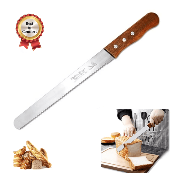 Serrated Long Bread Knife Bread Cutting Knives 10 Inch for Slicing Homemade Bread Bagels Cake Tool
