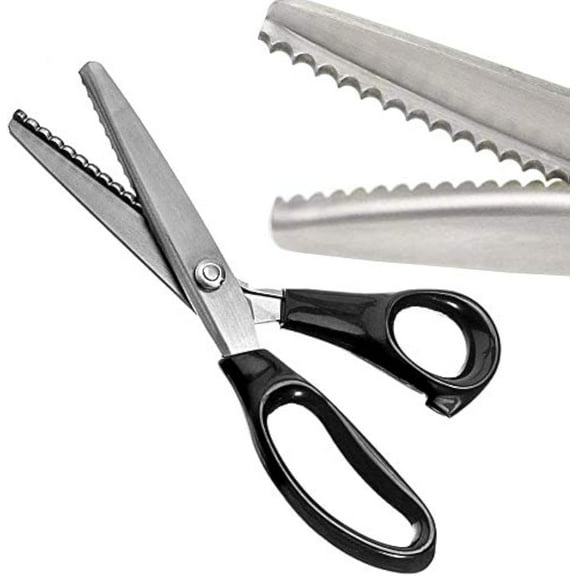 Serrated Scalloped Edge Pinking Shears, Multifunction Stainless Steel Shears Tailor Scissors, Professional Zig-Zag Cut Scissors, Sewing Craft Cut Paper Clothing Fabric for Home (18 mm, Scalloped)