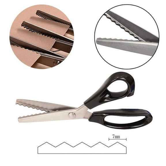 Serrated Scissors, Kadlawus Stainless Steel 7mm Serrated Tooth Scissors, Heavy Duty Fabric Leather Craft Cutter, Ergonomic Design for Decorative Cutting and Fray Prevention