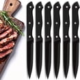 thumbnail image 1 of Serrated Steak Knives, Black Steak Knife Set of 8, Hight Carbon Stainless Steel Kitchen Dinner Meat Cutting Knife Set, Dishwasher Safe, 1 of 8