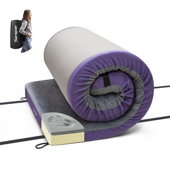 Sersper Camping Mattress Pad, 75*39*4 inch, CertiPUR-US Memory Foam, Portable Roll Up Sleeping Mat