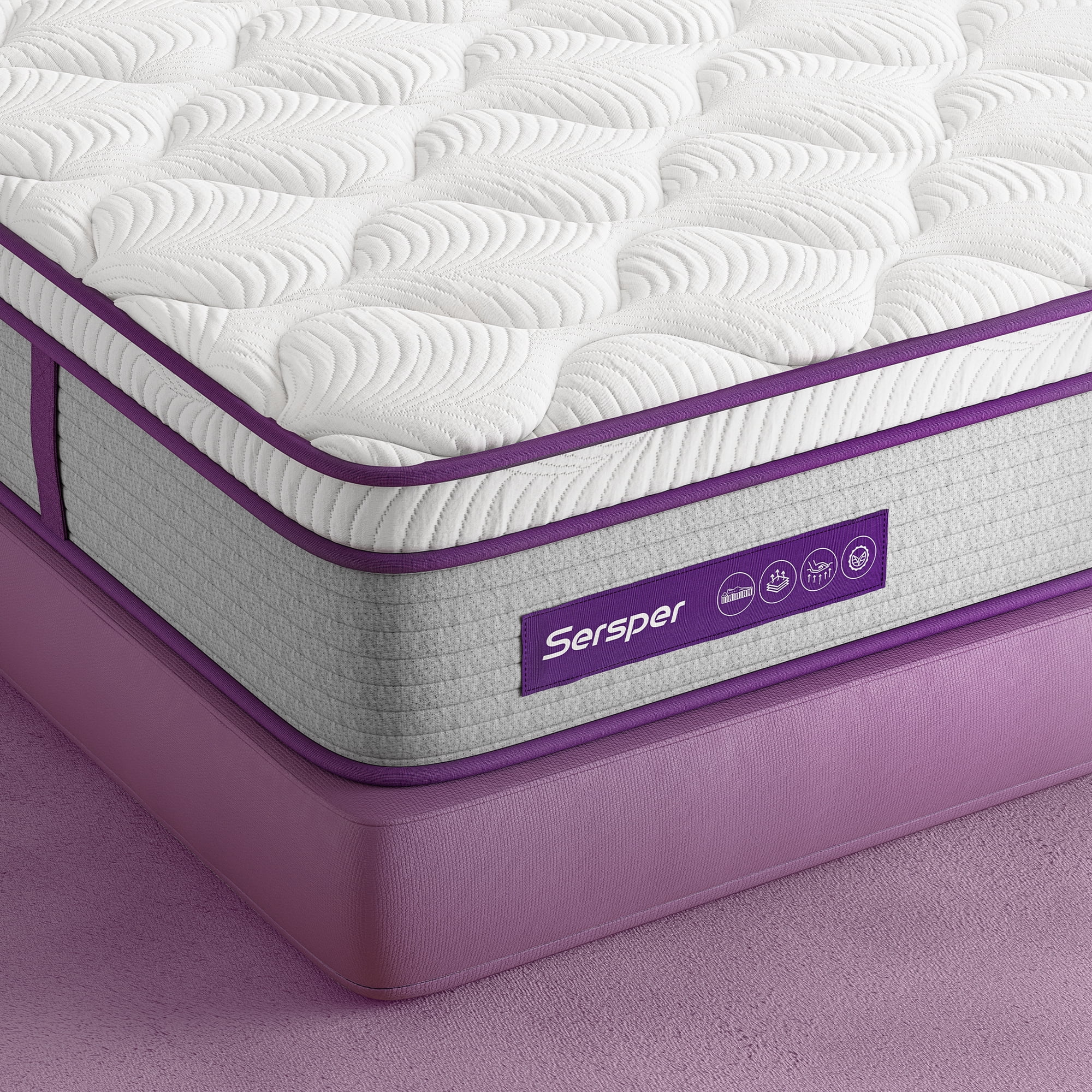 Sersper 12" Full Euro Top Innerspring Mattress with Purple Accents