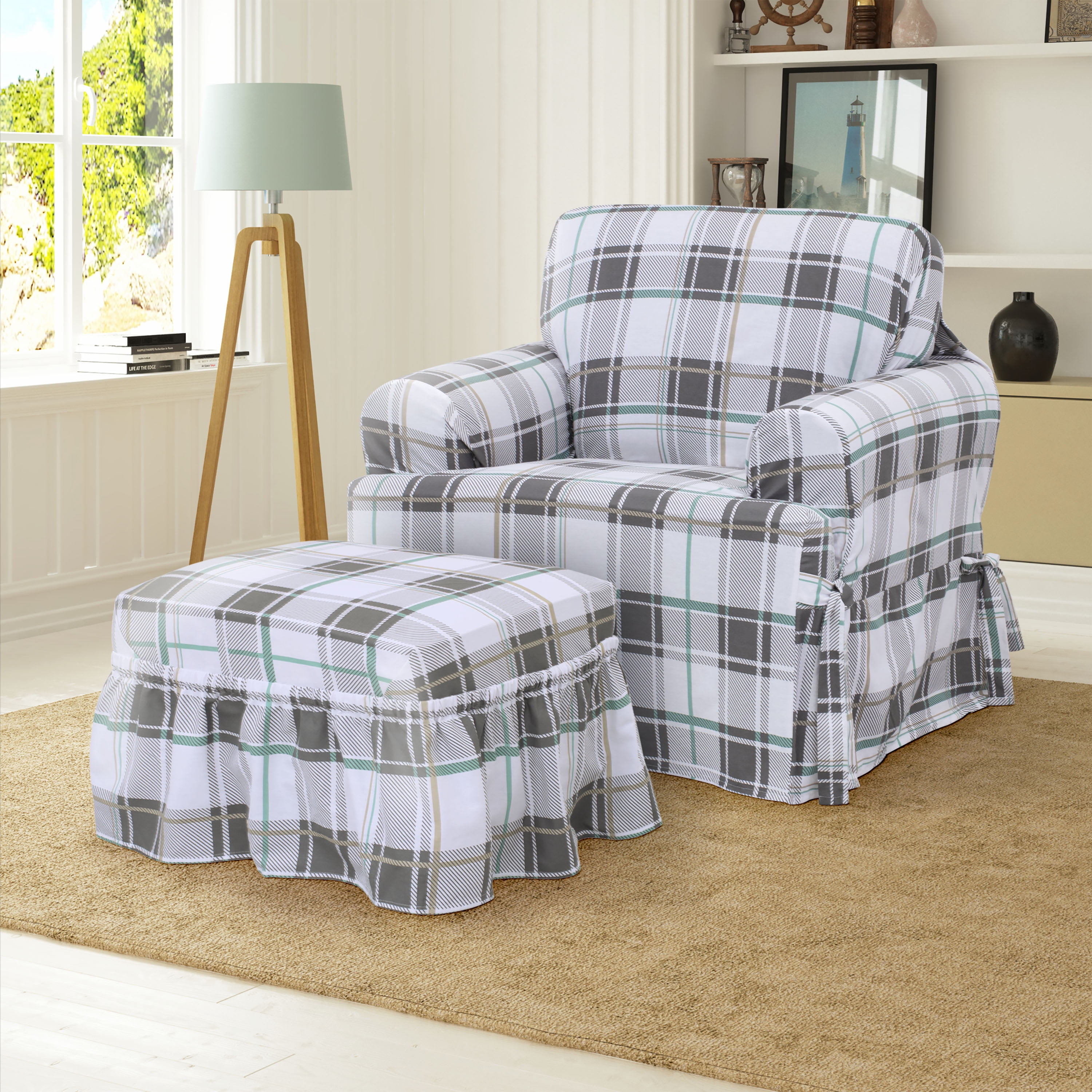 Serta 100 Cotton Duck RelaxedFit Furniture Slipcovers, Box Cushion and TCushion, Sofa