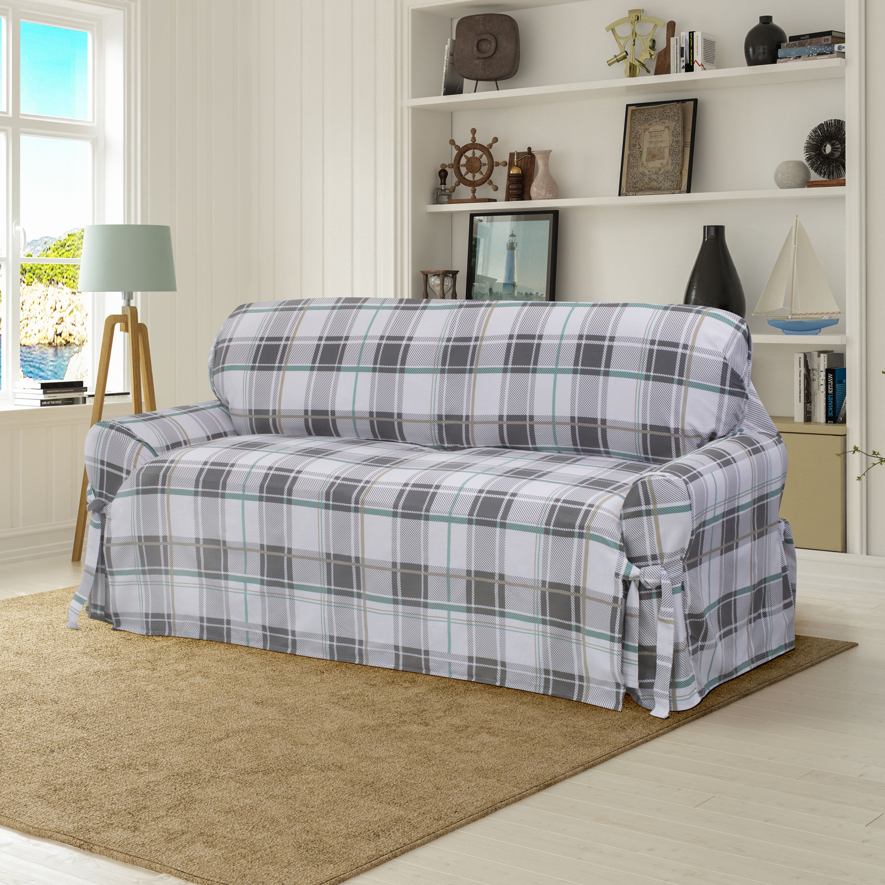 Cotton duck box cushion sofa cheap slipcover
