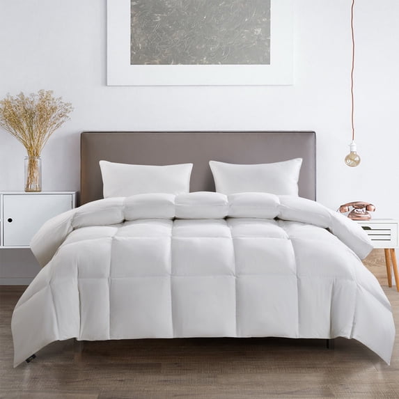 Serta 100% Cotton Summer Lightweight Warmth,90% Goose Down Fiber Comforter, Fluffy Duvet Insert with Corner loops, 233 Thread Count, Hotel Luxury Ultra Soft, 68x90 inches Twin Size