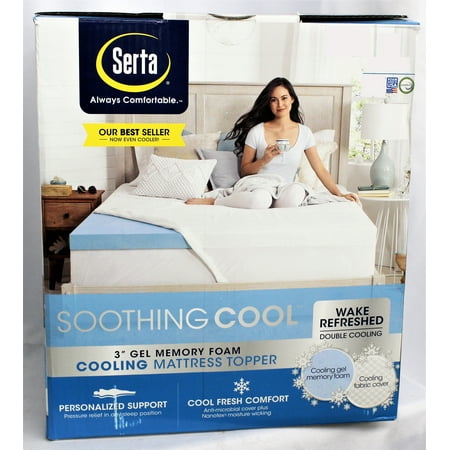 Serta - Soothing Cool 3-Inch Gel Memory Foam Mattress Topper Twin - Blue