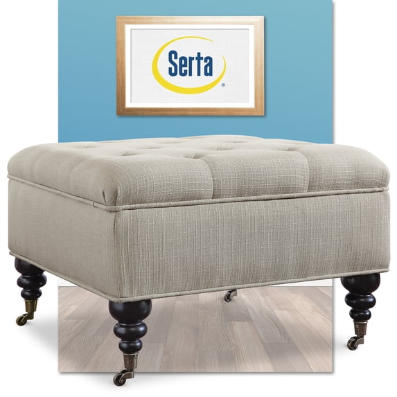 Serta Abbot Tufted Ottoman with Storage, Ivory