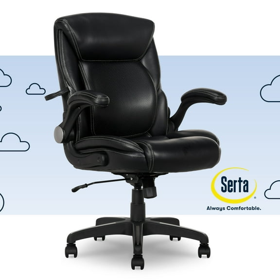 Serta Air Lumbar Bonded Leather Manager Office Chair, Black