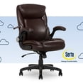 Serta Air Lumbar Bonded Leather Manager Office Chair, Brown Faux ...