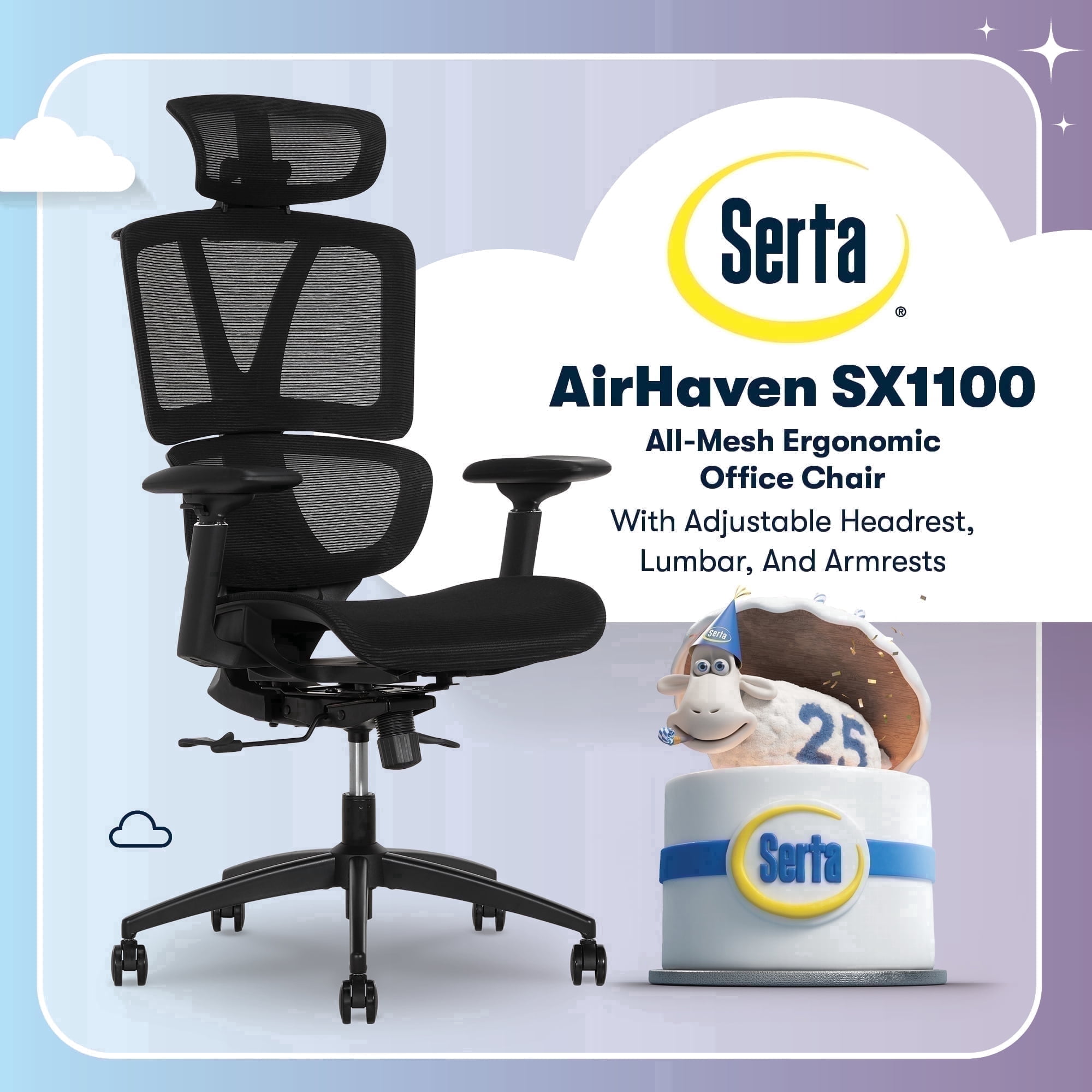 Serta AirHaven SX1100 All-Mesh Ergonomic Chair with Adjustable