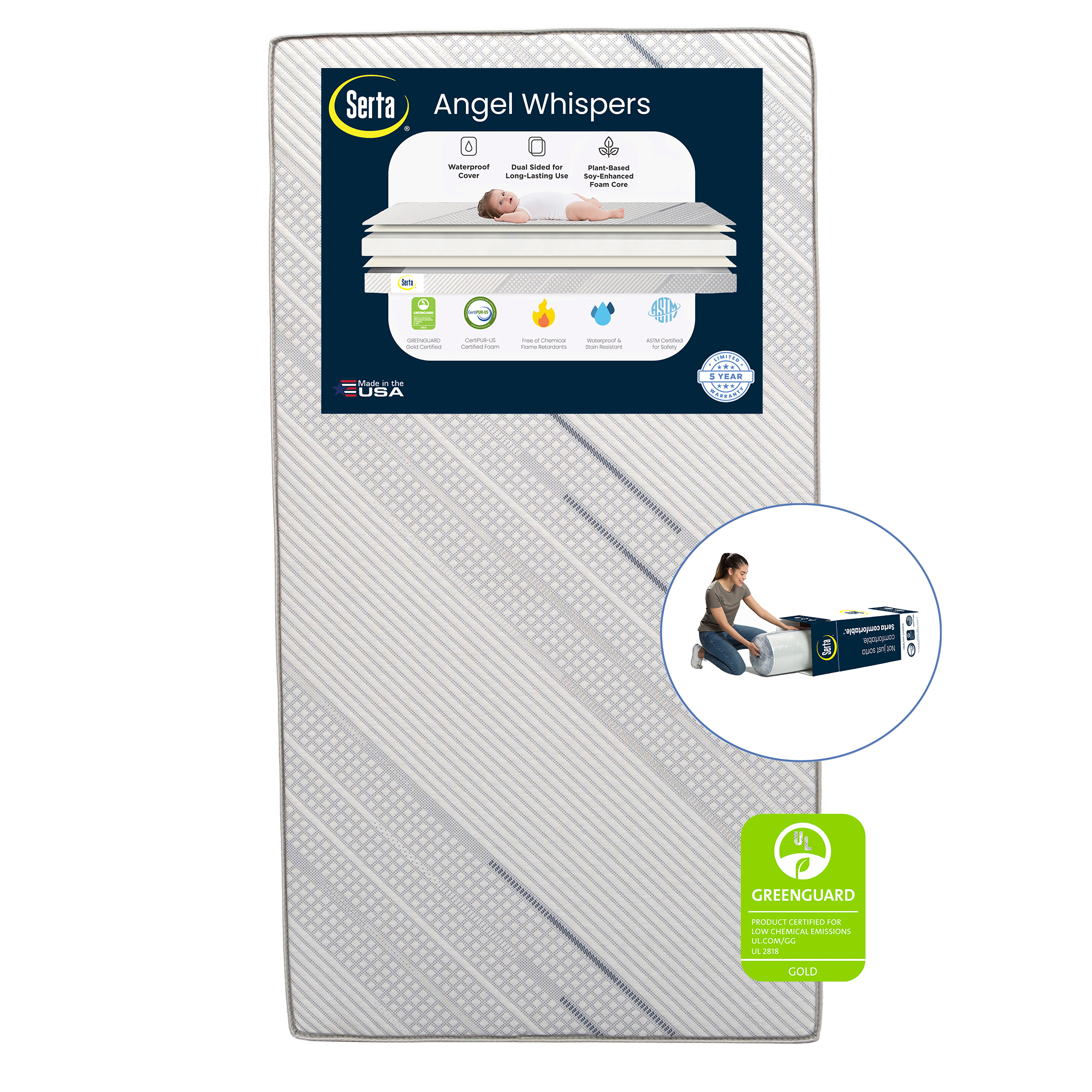 Serta Sertapedic Moongaze 5inch Dual Sided Standard Baby Crib & Toddler Mattress Sustainably