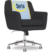 Serta Ashland Home Office Desk Chair with Button Tufted Mid-Back, Memory Foam Cushion and Padded Arms, Mid Century Modern Vanity Armchair with Wheels for Bedroom, Chrome Metal Base, Charcoal Gray
