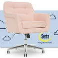 thumbnail image 1 of Serta Ashland Office Desk Chair, Button Tufted Mid-Back, Memory Foam Cushion, Chrome Swivel Base, Blush Pink, 1 of 10