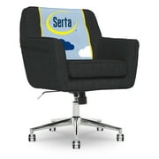Serta Ashland Home Office Desk Chair with Button Tufted Mid-Back, Memory Foam Cushion and Padded Arms, Mid Century Modern Vanity Armchair with Wheels for Bedroom, Chrome Metal Base, Charcoal Gray