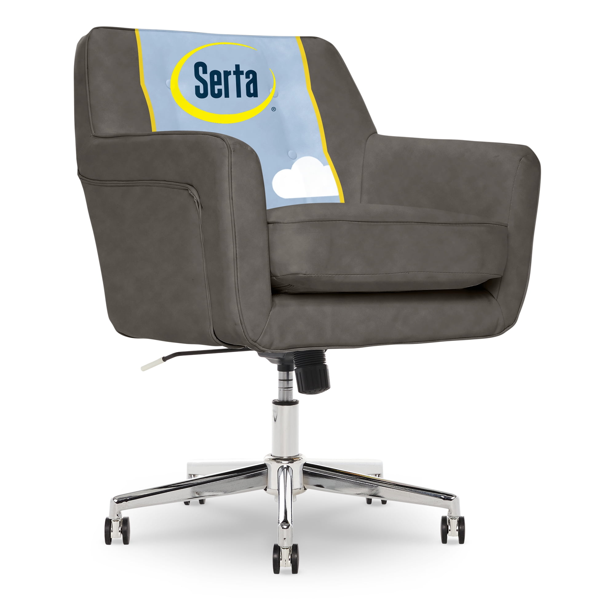 Ashland Gray Leather Swivel Home Office Chair with Memory Foam
