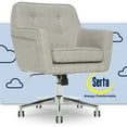 thumbnail image 1 of Serta Ashland Office Desk Chair, Button Tufted Mid-Back, Memory Foam Cushion, Chrome Swivel Base, Light Gray, 1 of 9