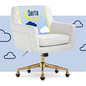 Serta Ashleigh Modern Office Chair Diamond-Tufted Design White Bonded Leather