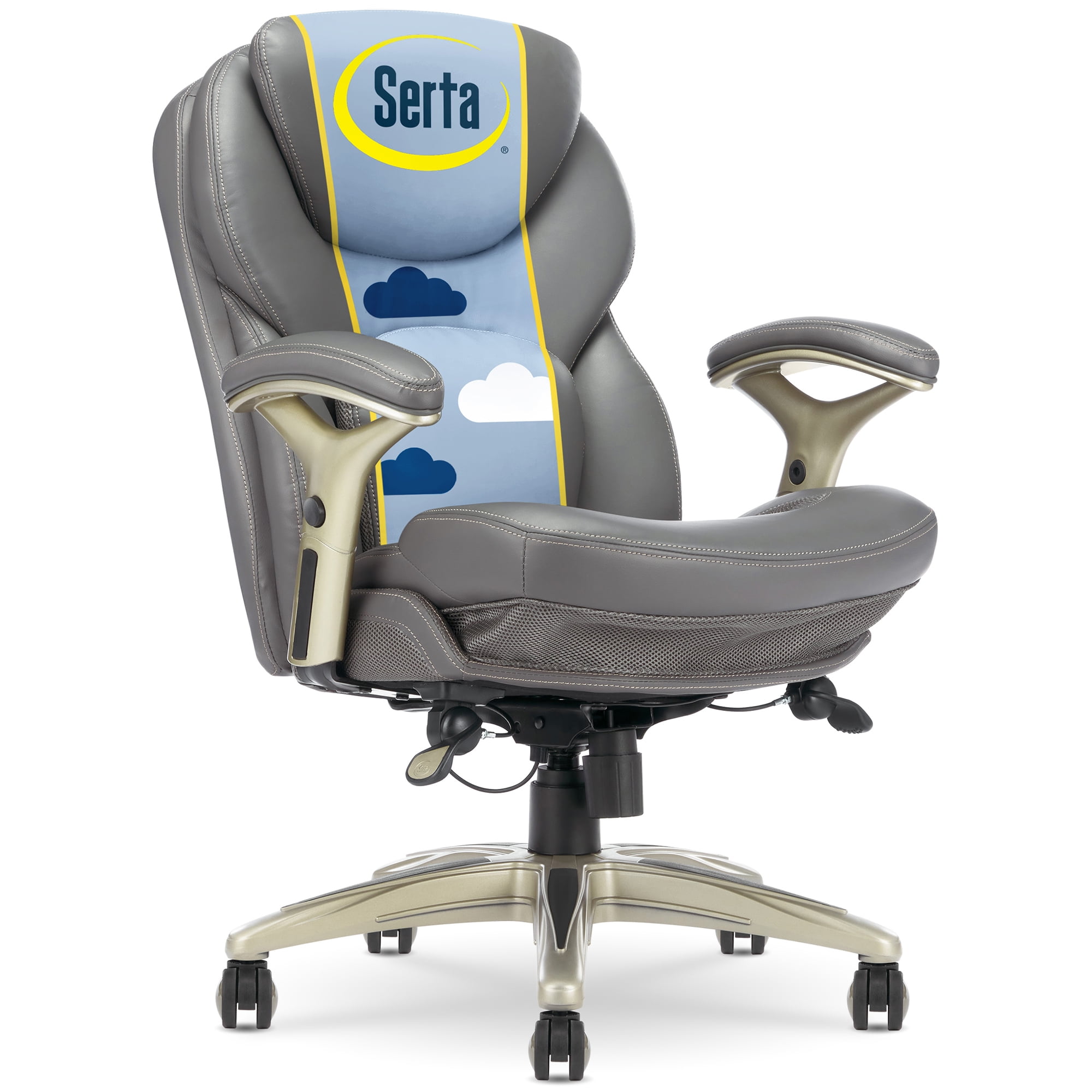 Serta Executive Office Chair Bonded Leather 250 lb. Capacity Brown Walmart