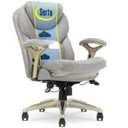 Serta Claremont Executive Office Chair with Back-In-Motion Technology, Ergonomic Mid-Back with Pivot Lumbar Support and Seat, Plush Cushion, Body Pillows, Adjustable Arms, Light Gray Fabric