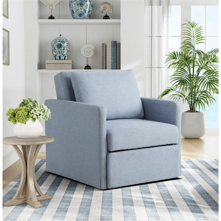 Serta Bentley Modern Convertible Arm Chair, Blue Woven Fabric