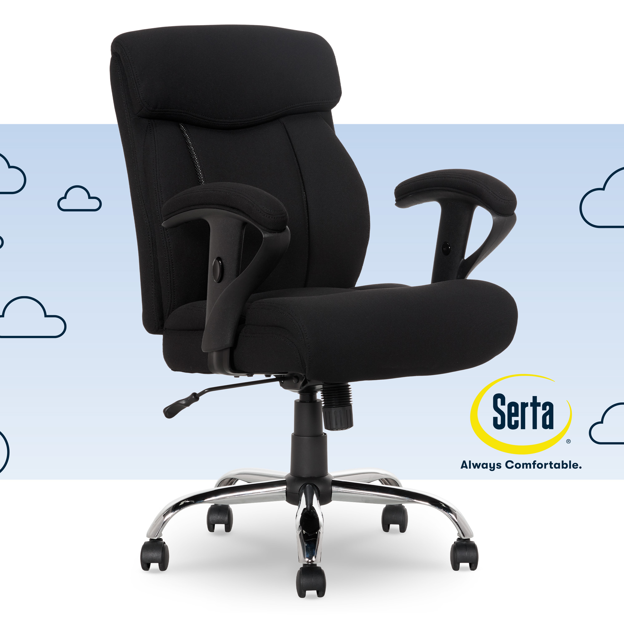 Serta Big & Tall Fabric Manager Office Chair, Supports up to 300 lbs, Black - image 1 of 15