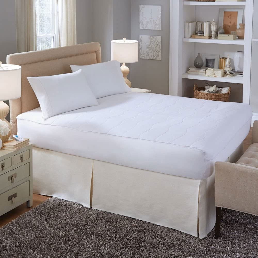 Serta Bluetooth Micro Velour Electric Heated Warming Mattress Pad Queen  White - Walmart.com