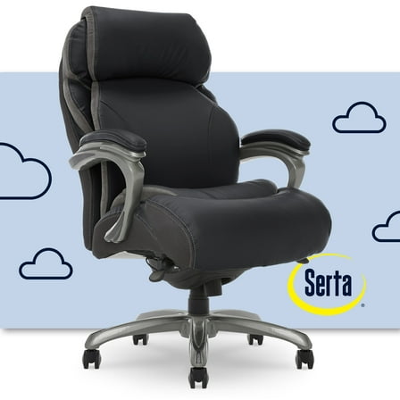 Serta Jackson Big and Tall Executive Office Chair with Smart Layers Technology, Black Bonded Leather