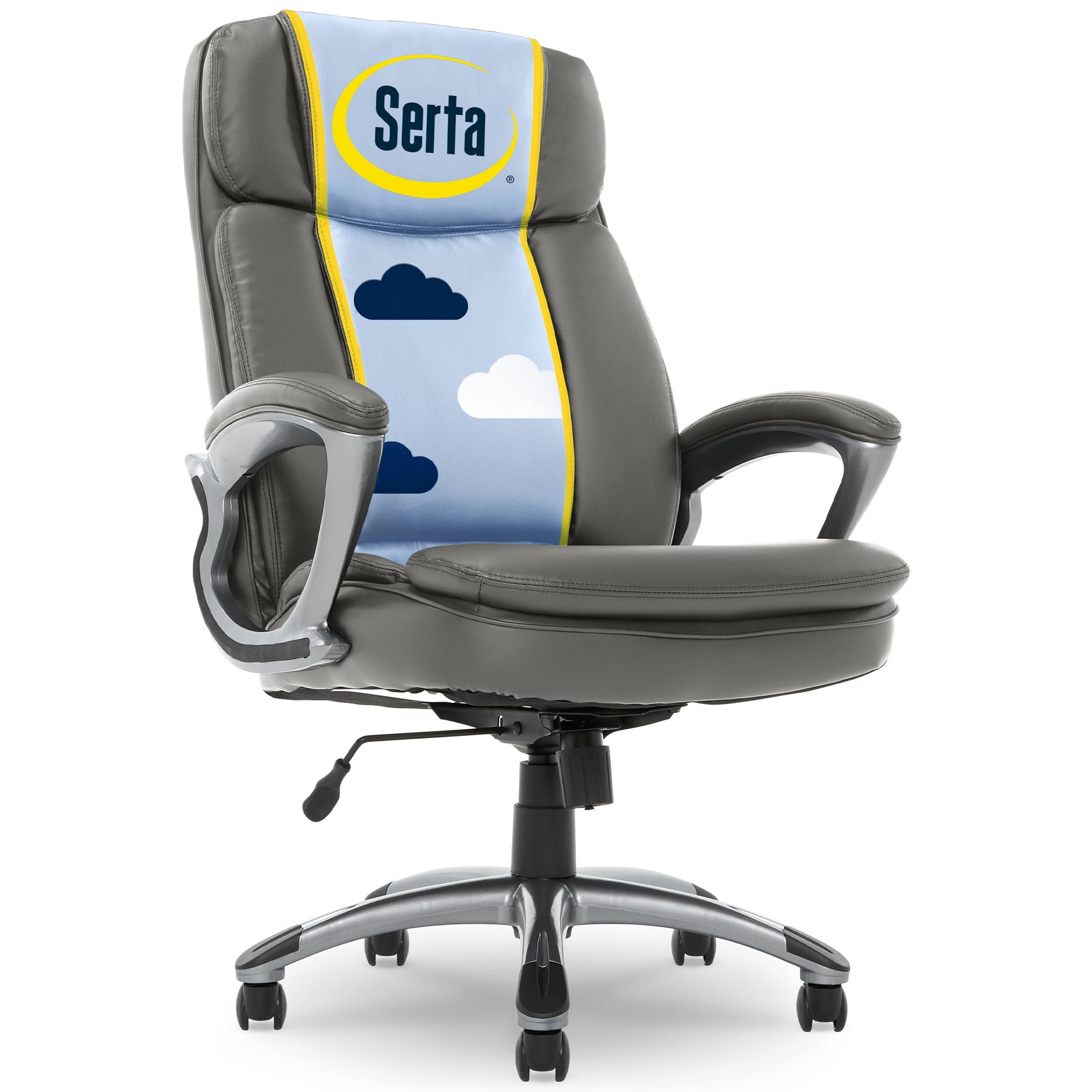 Gray High Back Leather Executive Swivel Office Chair
