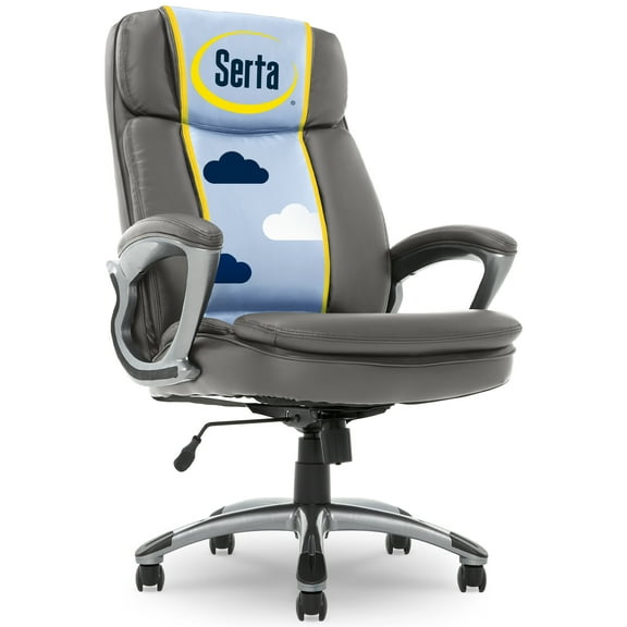 Serta Bonded Leather Big and Tall Executive Office Chair with Arms - Gray