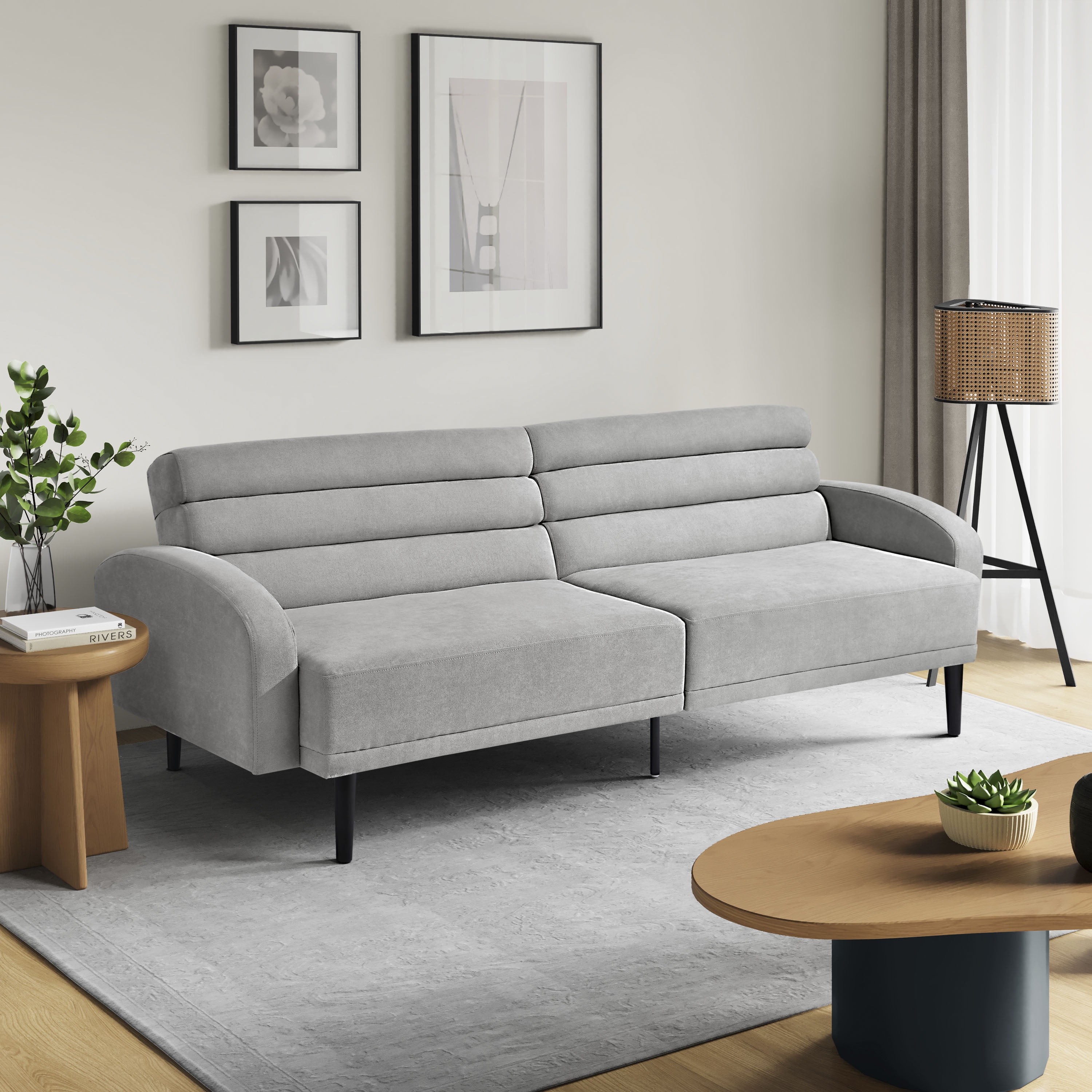 Serta Boswell Scandinavian Convertible Sofa, Light Gray Fabric