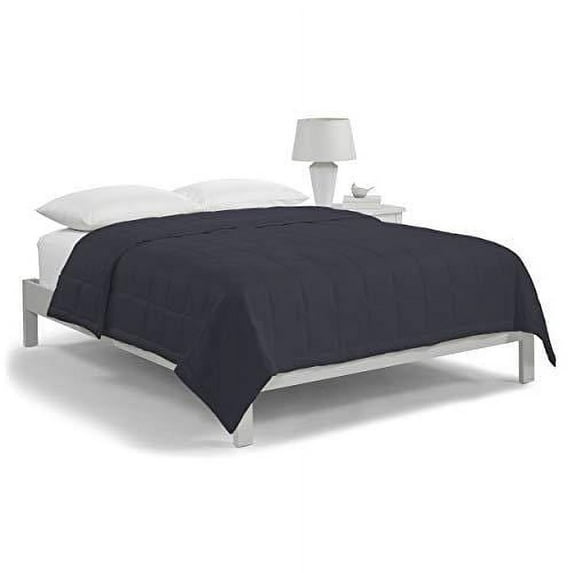 Serta Box-Stitched Microfiber Fill Down Alternative Blanket Color: Indigo, Size: Twin